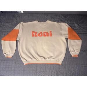Kani Jeans Co. Crewneck Sweatshirt XL Cream Orange Embroidered Logo #23